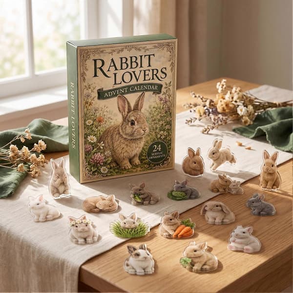 Bunny Adventskalender 2026 – 24 dagar akryl – för julgran B