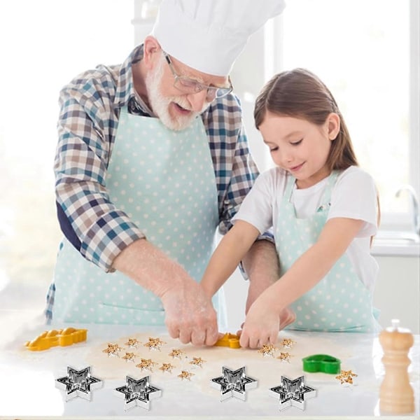 5 stk Stjerneformet Utstikkere for Baking, Fondant Utstikker, Kjeks Utstikkere, Stjerneformet Kjeks Utstikkersett, Seks-Spiss Stjerneform, Sikker i Bruk, Utstikkere for Baking, Kjeks Utstikker