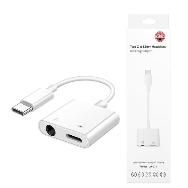 Pikalataava USB-C-sovitin kuulokeliitännällä - 3A