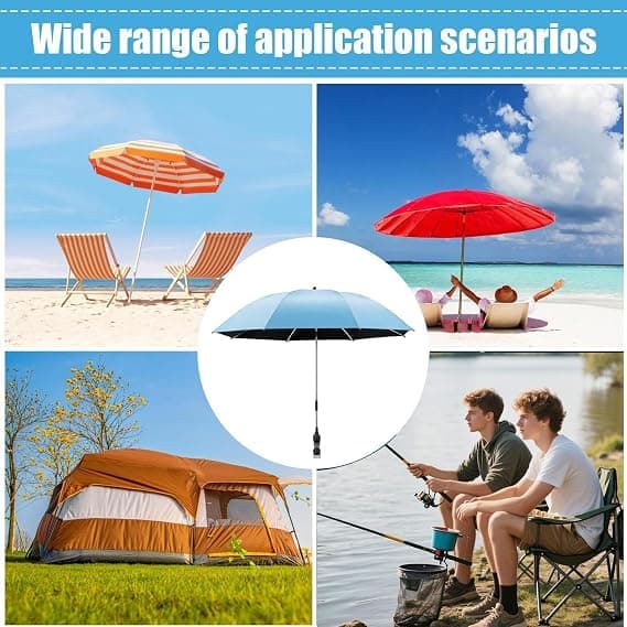 Bærbart strandparasol | Rustfrit UV-solbeskyttelse | Stor, robust parasol til pool, have, gård, rejser, camping (W)