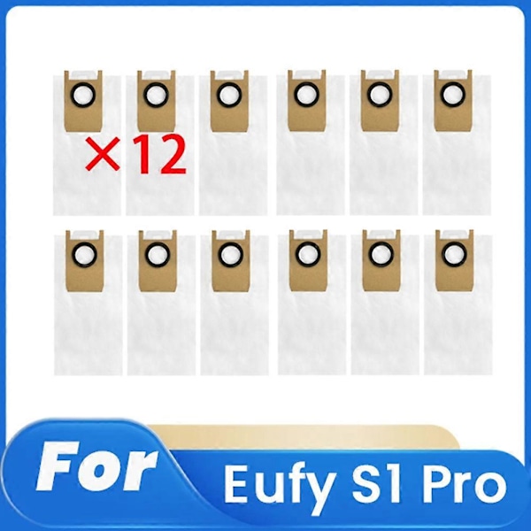 12 stk. støvsugerposer til Eufy S1 Pro feiemaskin tilbehør (W)