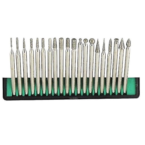 20 stk 3mm Skaft Diamantslipe Kuttehode Bor Dremel Roterende Utskjærings Poleringsverktøysett (FMY) (W)