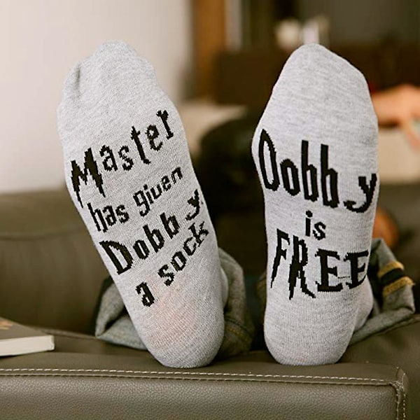 1 par morsomme unisex-sokker med motivet \"Mesteren har gitt Dobby sokk, Dobby er fri\" - Gave