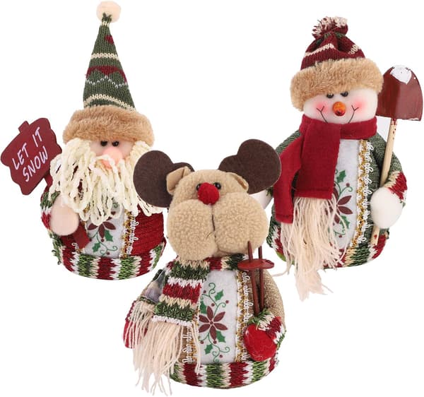 Plysch Tomte Snögubbe Ren Sittande Set