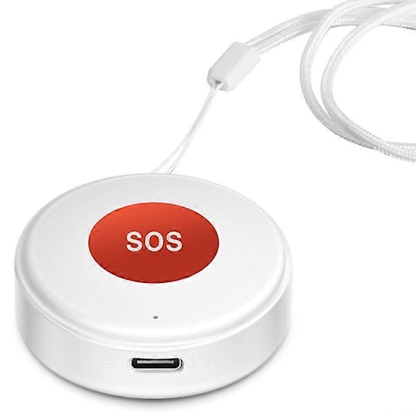 SMATRUL S0S001-WiFi SOS-knapp APP Fjärrkontroll Nödlarm Tuya Smart Life Kompatibel (W)