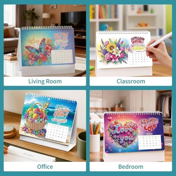 2026 Julekalender med Diamantmaling, Skrivebordskalender, DIY Diamantbroderi (W)