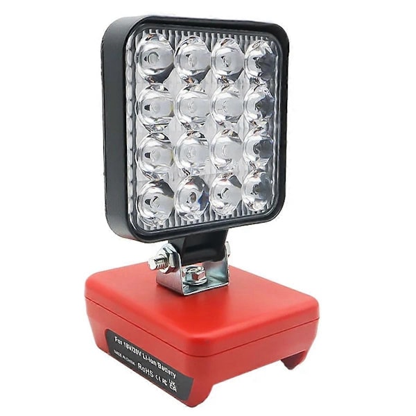 16 LED Arbetslampa Spotlights Utomhus Arbete Fiske Handhållen Nödlampa för Milwaukee 18V Li (W)