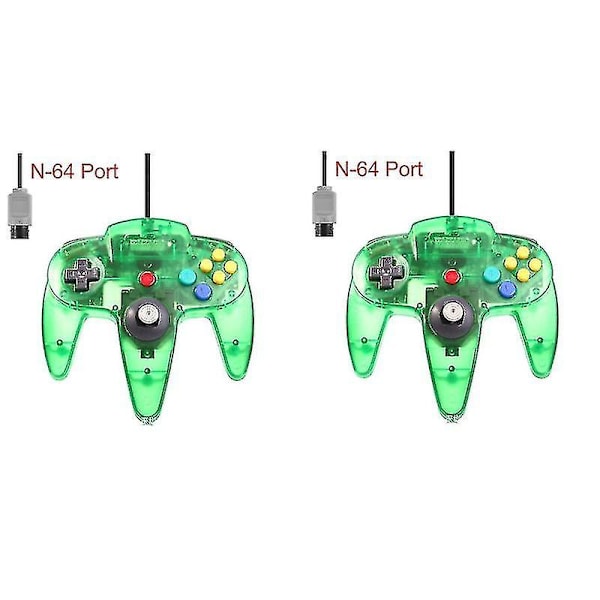 2 Pak Klassisk Ledningsforbundet N64 Controller Retro Spil 64-bit Gamepad Joystick Udskiftningscontroller - G 15 2pcs