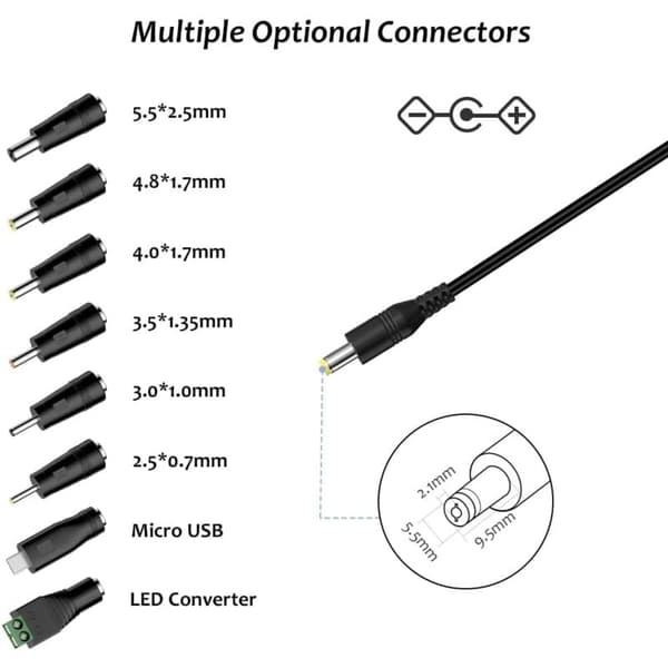 Universal Strømadapter 3V-12V 8-Uttak for Hjemmeelektronikk