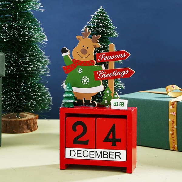 Julekalenderpynt i tre, hjorteborddekorasjoner, sett med 24