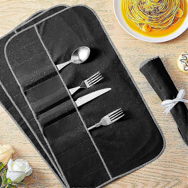 Sølv Opbevaringsposer Sølv Opbevaringsklud Filt Bestik Organizer Anti Plet Sølv Beskyttelsesposer 6 stk. (B) Black