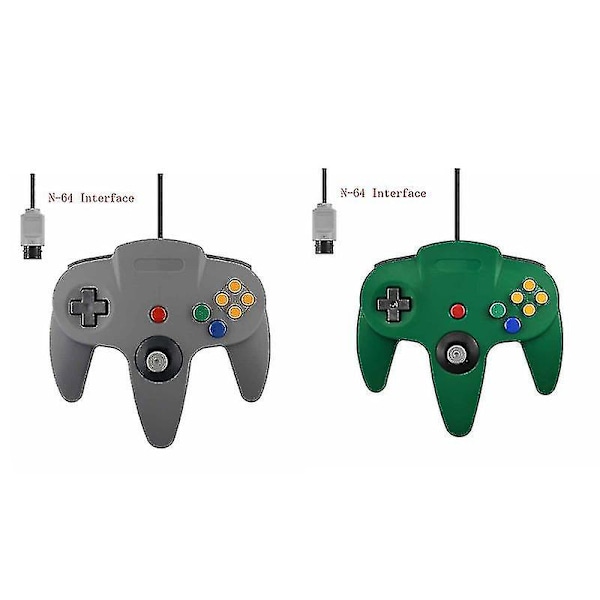 2 Pak Klassisk Ledningsforbundet N64 Controller Retro Spil 64-bit Gamepad Joystick Udskiftningscontroller - G 22 2pcs