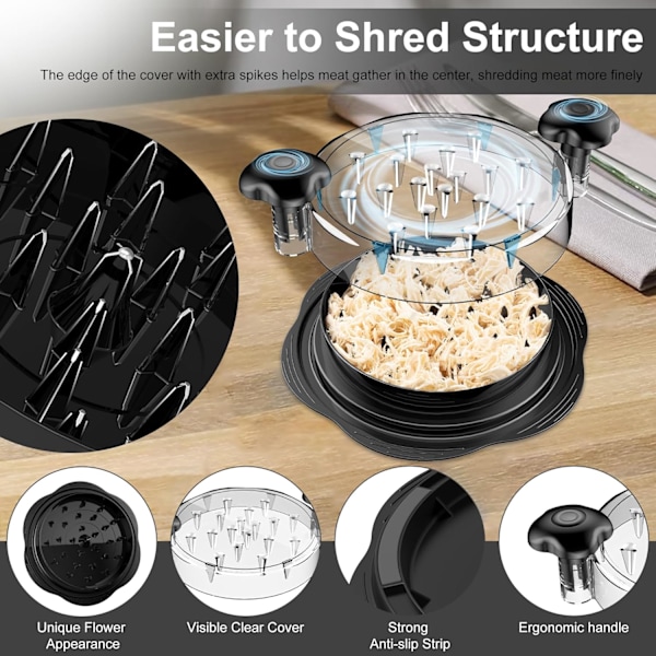 Kyllingrive Stor Kyllingbrystrive Verktøy Twist med Børste & Gaffel, Synlig Kjøttrivemaskin, Sterk Sklisikker Stripe, Ergonomisk Håndtak (W)