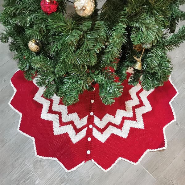 Røde og hvide juletræstæpper, julepynt, store tæpper, indendørs og udendørs dekorationer (W)