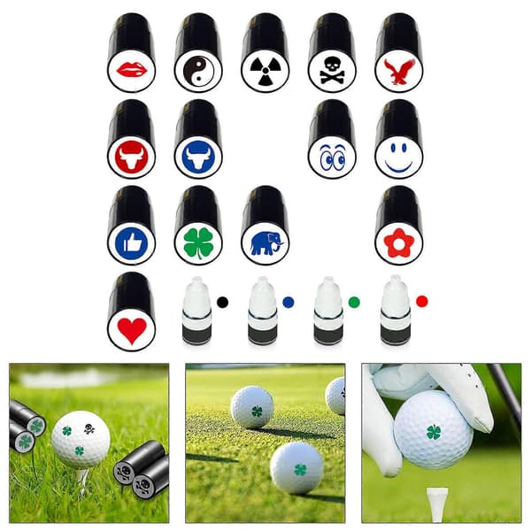 Bærbar golfboldstempel til markering af bolde (6-pak)