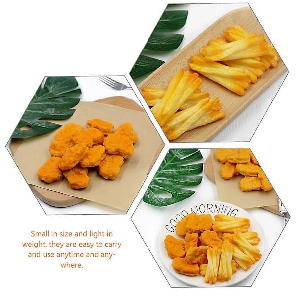 6 stk. Fake Kylling Nuggets Pommes Frites Kunstig Stegt Tilberedt Mad Model Mad Prøve (W)