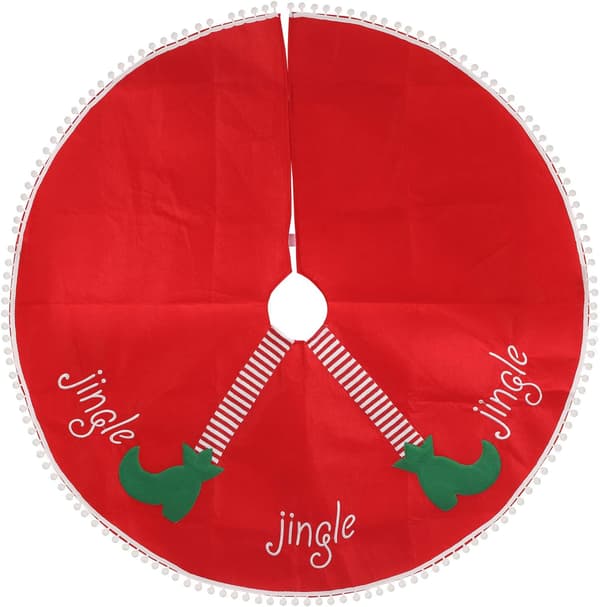 Rund Röd Julgransmatta för Jingle-alver