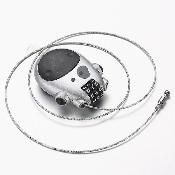 Kombinationsslås med tecknad ko, retrådsrep [fw} Silver