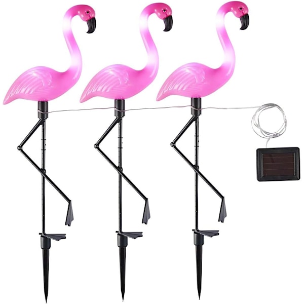 Solcellelamper til udendørs brug - 3X Flamingo Lamper - 220*525mm - Landskabsdekorationer Ornamenter Terrasse Indkørsel Gangsti Patio (B)