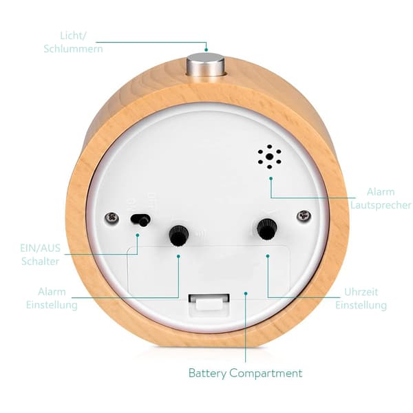Lydløst træur med alarm - Retrodesign