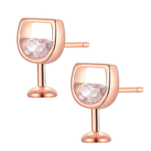 1 Par Stilfulde Ørestikker Kubisk Zirkon Vin Glas Kubisk [FW] Rose Gold