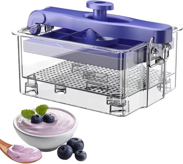 Genanvendelig valleudskiller til tyk yoghurt med låg (W)