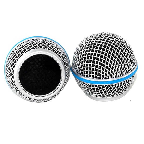 2 st mikrofonnät, ersättningsnät för Shure Beta58A SM58 Pgx24 Slx24 {FW} Silver