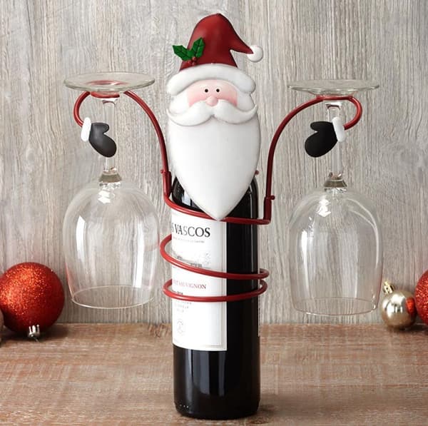 Rödvinsflaska & Glasunderlägg med Tomte- & Snögubbedesign