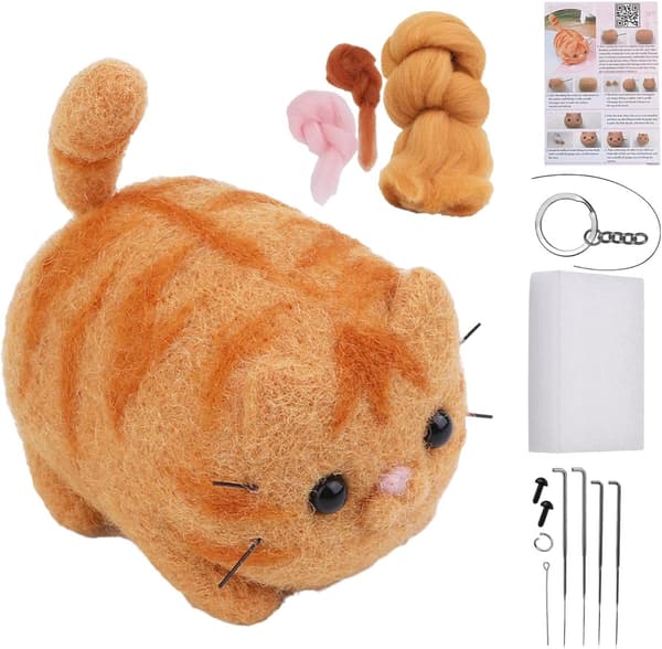 Dette uldfiltningssæt (Garfield-mønster) er perfekt til begyndere (W)