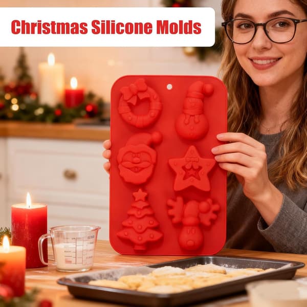 Julformar i silikon, flexibla, non-stick, lätta att lossa, återanvändbara (W)