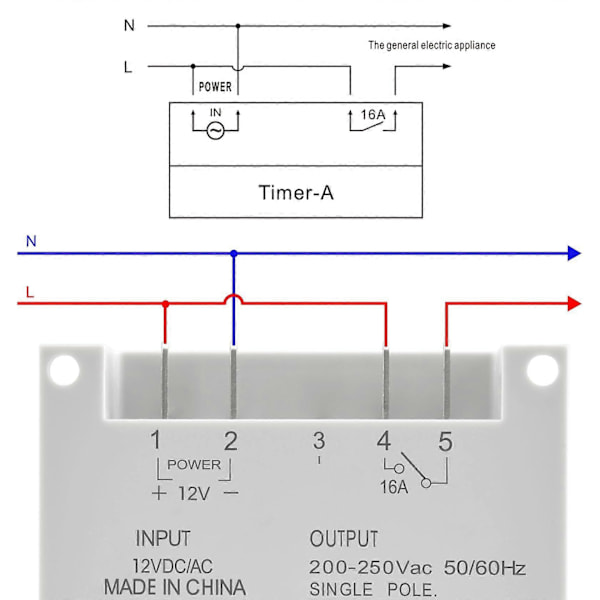 CN101A SPST-kytkin ohjelmoitavalla ajastimella ja LCD-digitaalinäytöllä 12V DC 16A valkoinen vedenpitävällä suojuksella (W)