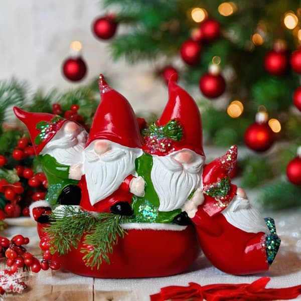 Miniatyr julepynt, utsøkte samleobjekter miniatyrnissefigurer, 12 cm (4,72 tommer) høy (W)