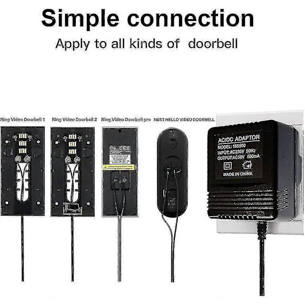 Strömadapter för Nest Hello Video Dörrklocka, Video Dörrklocka Video Intercom (Fww)