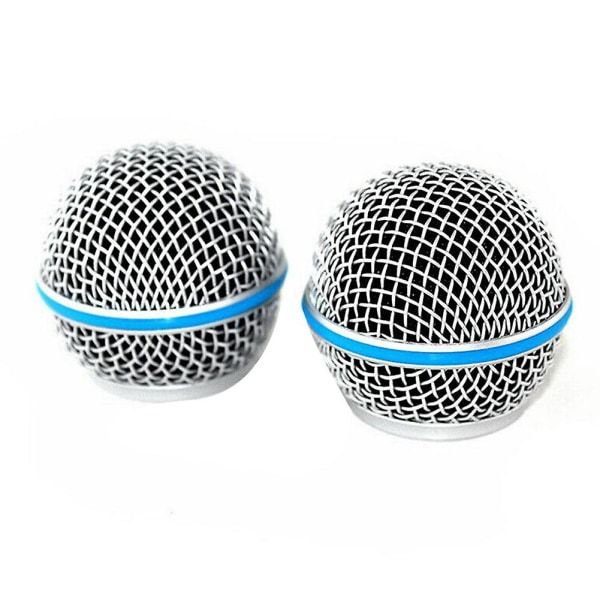 2 st mikrofonnät, ersättningsnät för Shure Beta58A SM58 Pgx24 Slx24 {FW} Silver