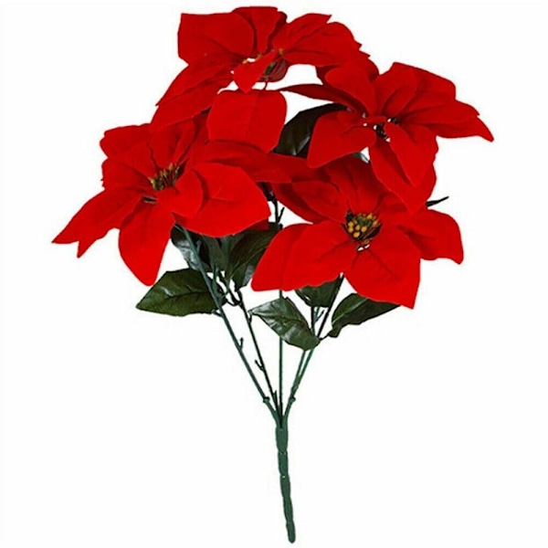 Konstgjorda blommor röda julstjärnor för inomhusdekorationer A-5Branch