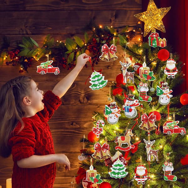 Jul diamantmålning ornament 12 st 5D DIY målningssatser
