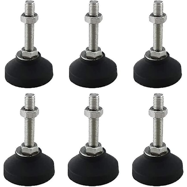 6 Pak D40 X M8 X 50mm Justerbare Svingbare Ben, Tilt Nylon Base, Selvjusterende Fødder, Gulvbeskyttere Til Møbler, Arbejdsbænke, Maskiner [DB]
