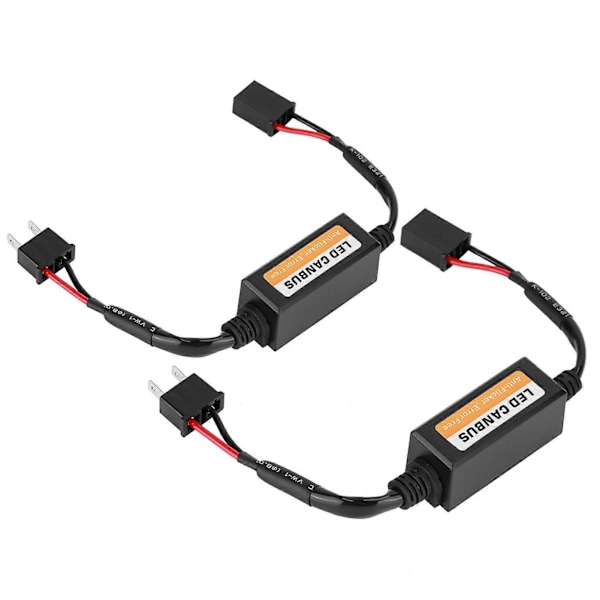 2 stk LED Canbus Hodelykt Dekoder Enhet Anti-Flimmer Motstander Feil Kansellerer for H7