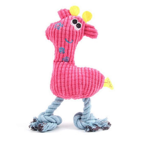 Plush Leksak Giraff för Hundar, Säker Flanellrep för Tandvård, Söt Rosa