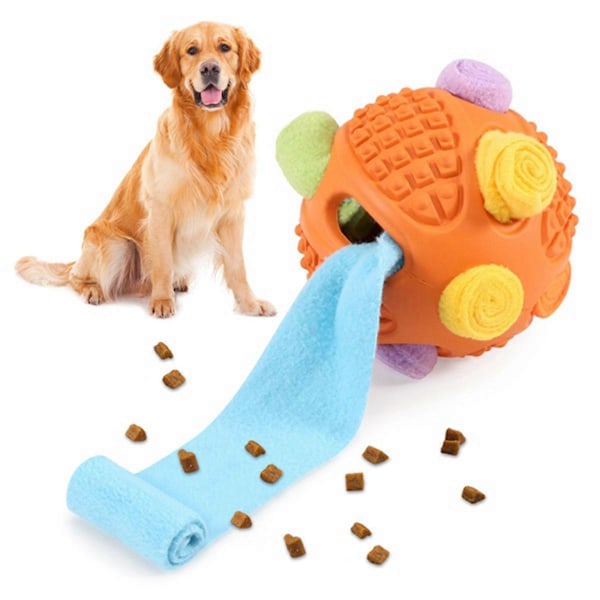 Interaktivt Hundpussel Leksak Snuffelboll för Hundar Uppmuntra Naturliga Födosöksfärdigheter Långsam Matare Trai (W)