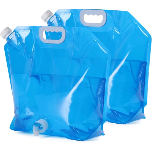Camping vattenbehållare 2-pack 10L hopfällbar vattenbehållare med kran, portabel vattenbehållare med pip för camping och picknick (W)
