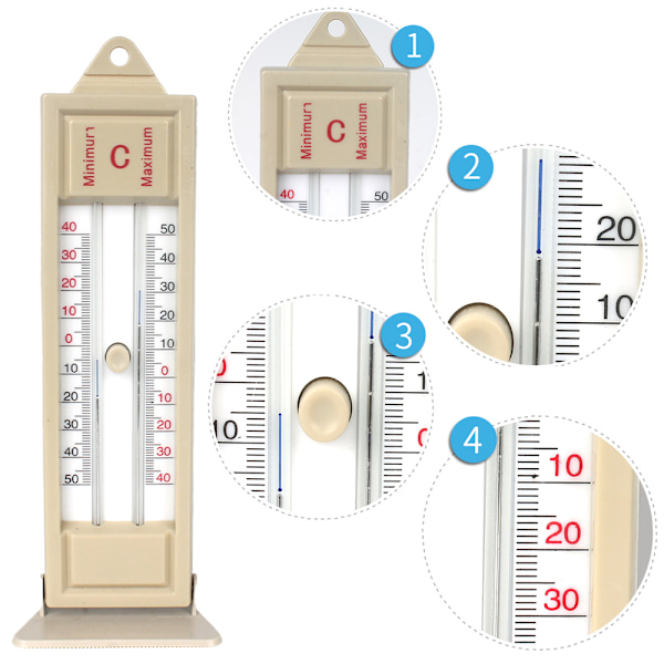 Analogt termometer til maks-min, vejrbestandigt, til drivhuse (W)