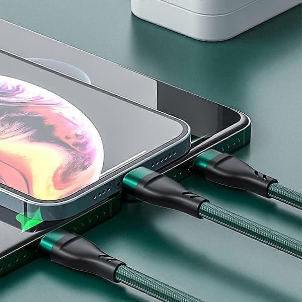 Snabb Laddning Typ B Kabel 2m 100W 3 i 1 Flätad USB-datakabel 6A för Android- och Huawei-enheter