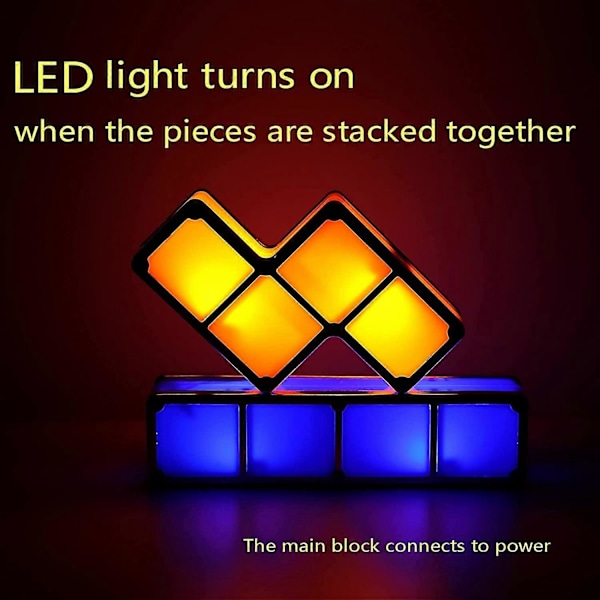 LED Stabel Nattelys, 7-Farge Induksjonslås Skrivebordslampe, 3D DIY Magic Blocks Puslespill Lampe for Barn & Tenåringer, Soveromsdekor
