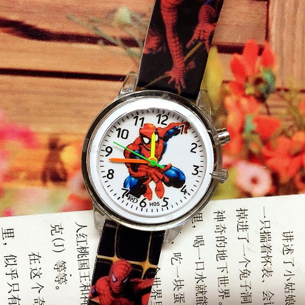 Barnens Spiderman Cartoon Klocka Luminous Led Blinkande Silikonband Pojkar Klockor fw Black