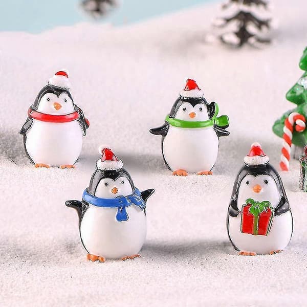 Desktop Pingvin Ornament Legetøj DIY Mikro Landskab Pingvin Miniature Jul (w)