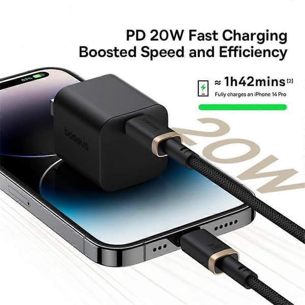 Hurtig Opladning USB-C til iPhone Kabel 20W 1m Guld & Sort Dura Serie