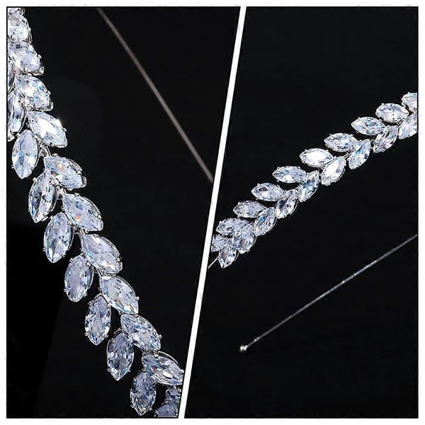 Bröllopskristall diadem lövformat strass brudtiara band glittrande hårband huvudbonad