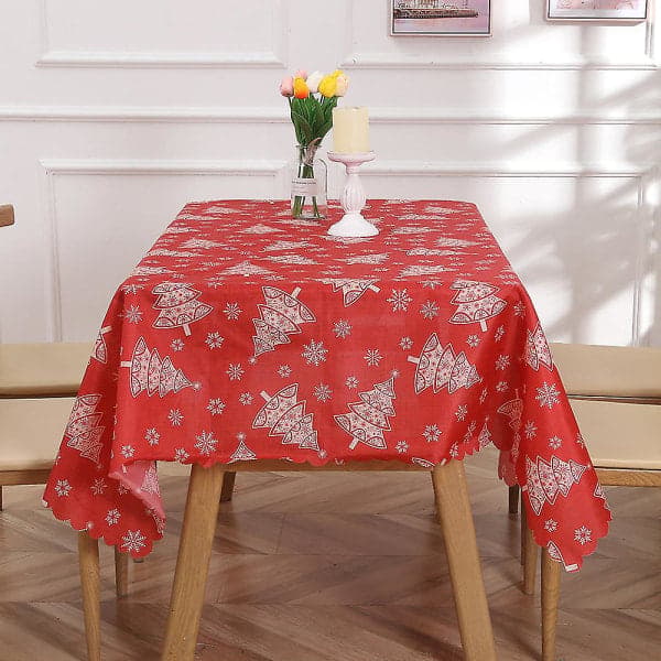 Rød juleduk i polyester (135x90 tommer)