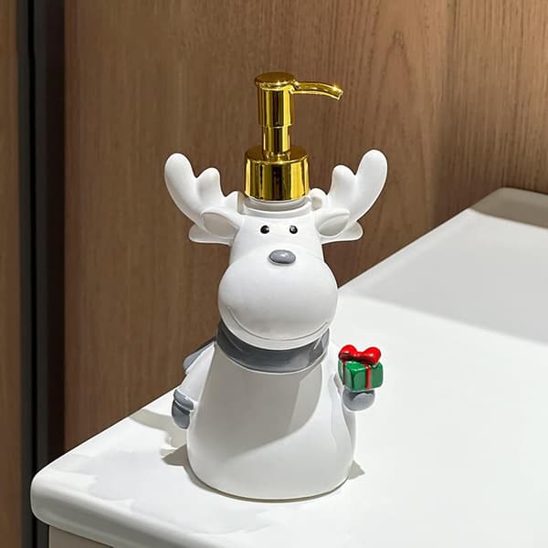 Sæbedispenser, genopfyldelig shampooflaske formet som et rensdyr, julepynt (W)